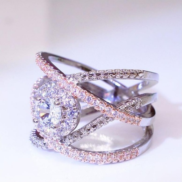 NEW Two Tone Sterling Silver Infinity Ring - Picture 5 of 6